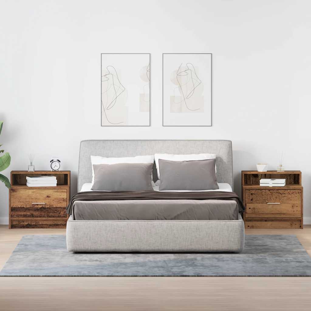 Nachtkastjes 2 st met lade 51x31x47 cm oud houtkleurig is nu te koop bij PeponiXL, paradijselijk wonen!