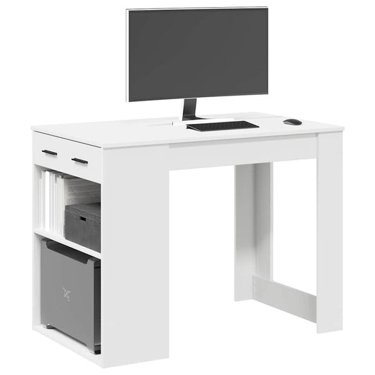 Bureau met lade en plank 102x62x77,5 cm bewerkt hout wit is nu te koop bij PeponiXL, paradijselijk wonen!