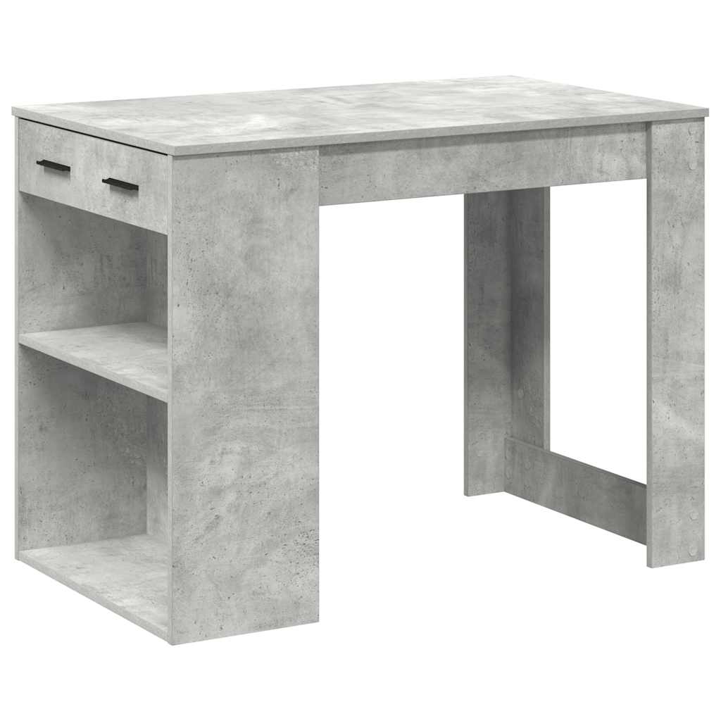 Bureau met lade en plank 102x62x77,5 cm bewerkt hout betongrijs is nu te koop bij PeponiXL, paradijselijk wonen!