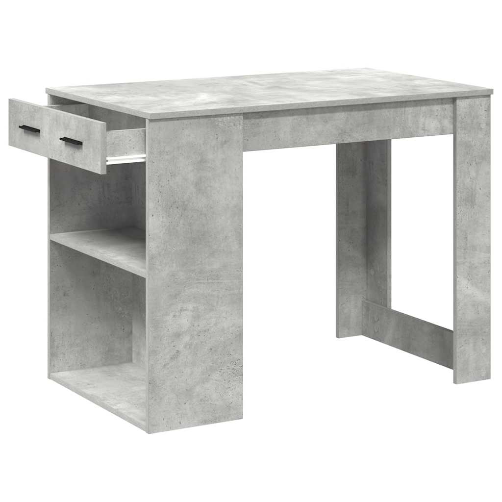 Bureau met lade en plank 102x62x77,5 cm bewerkt hout betongrijs is nu te koop bij PeponiXL, paradijselijk wonen!