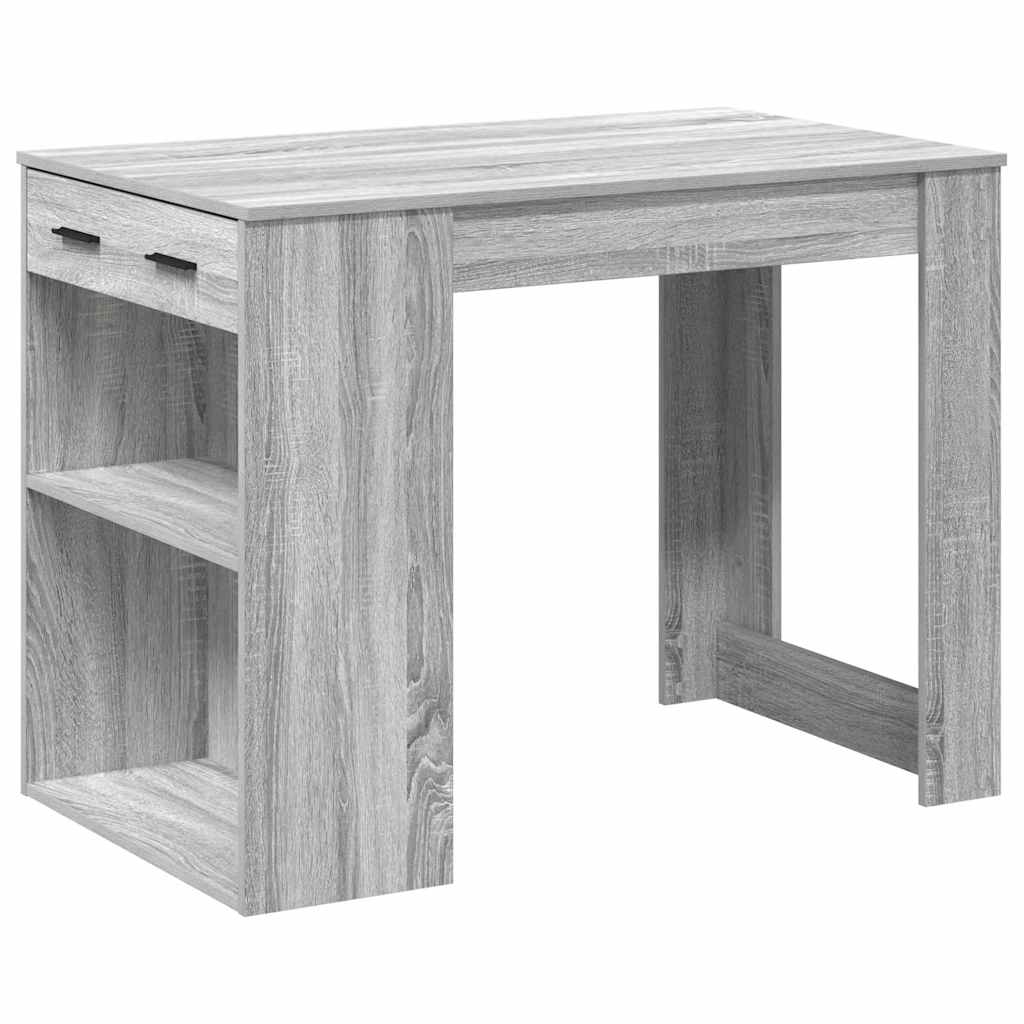 Bureau met lade&plank 102x62x77,5 cm bewerkt hout grijs sonoma is nu te koop bij PeponiXL, paradijselijk wonen!