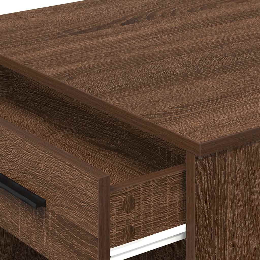 Bureau met lade en plank 102x62x77,5cm bewerkt hout bruin eiken is nu te koop bij PeponiXL, paradijselijk wonen!