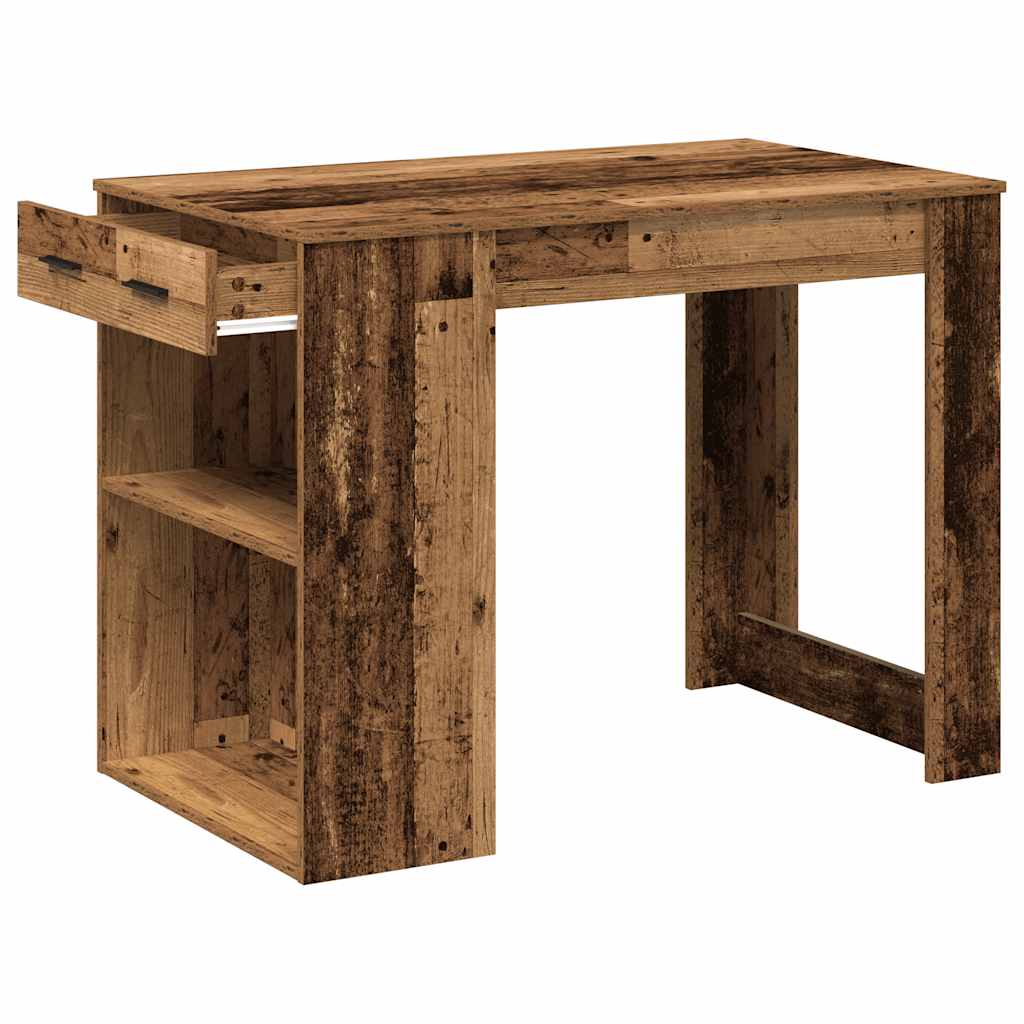 Bureau met lade en plank 102x62x77,5 cm bewerkt hout oud hout is nu te koop bij PeponiXL, paradijselijk wonen!