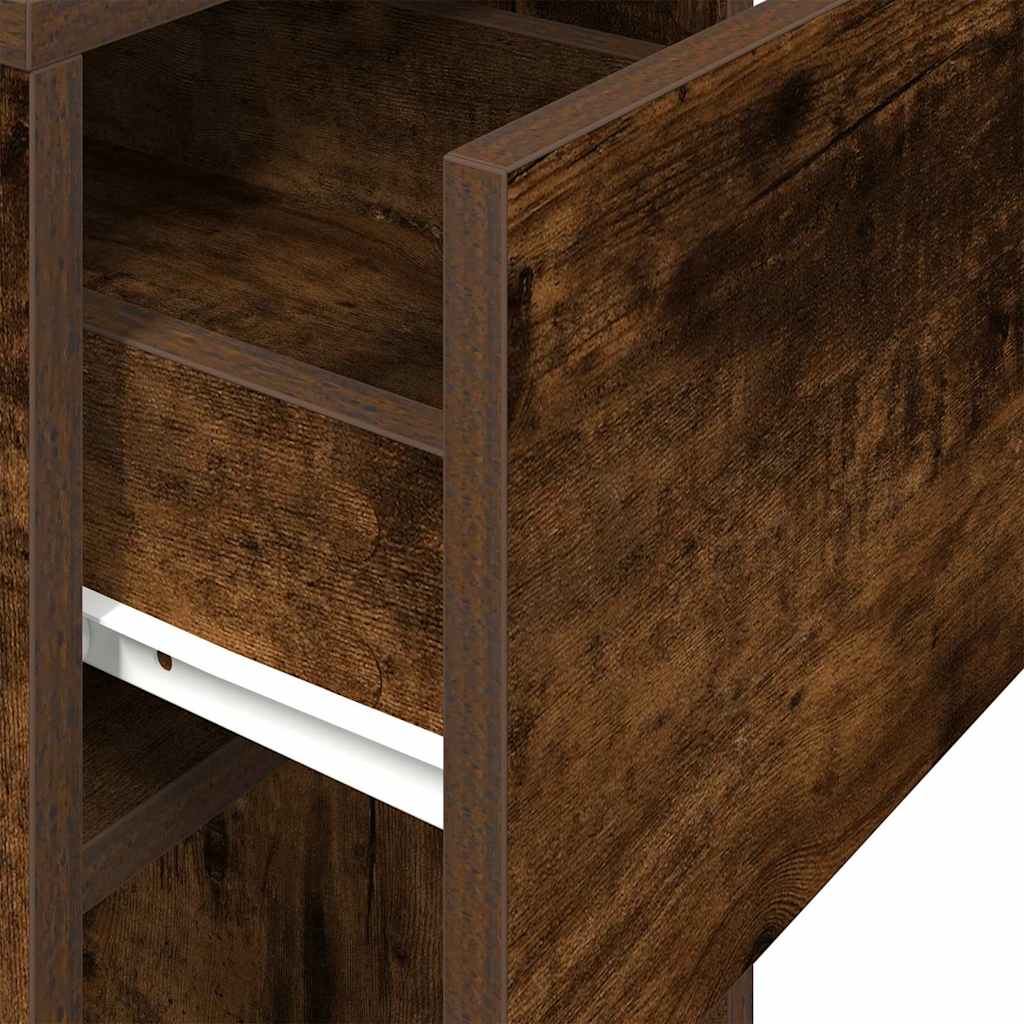 Computertorenstandaard met lade 30x44x74 cm gerookt eikenkleur is nu te koop bij PeponiXL, paradijselijk wonen!