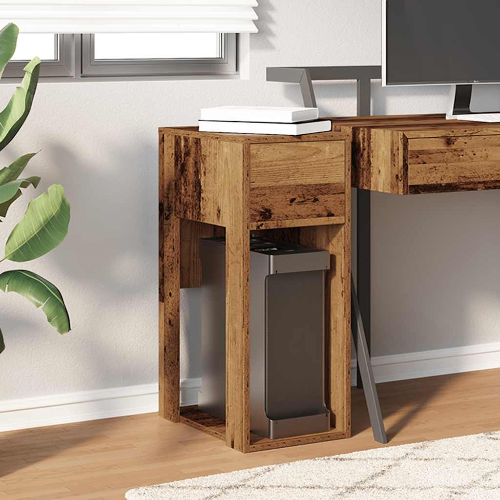 Computertorenstandaard met lade 30x44x74 cm oud houtkleurig is nu te koop bij PeponiXL, paradijselijk wonen!