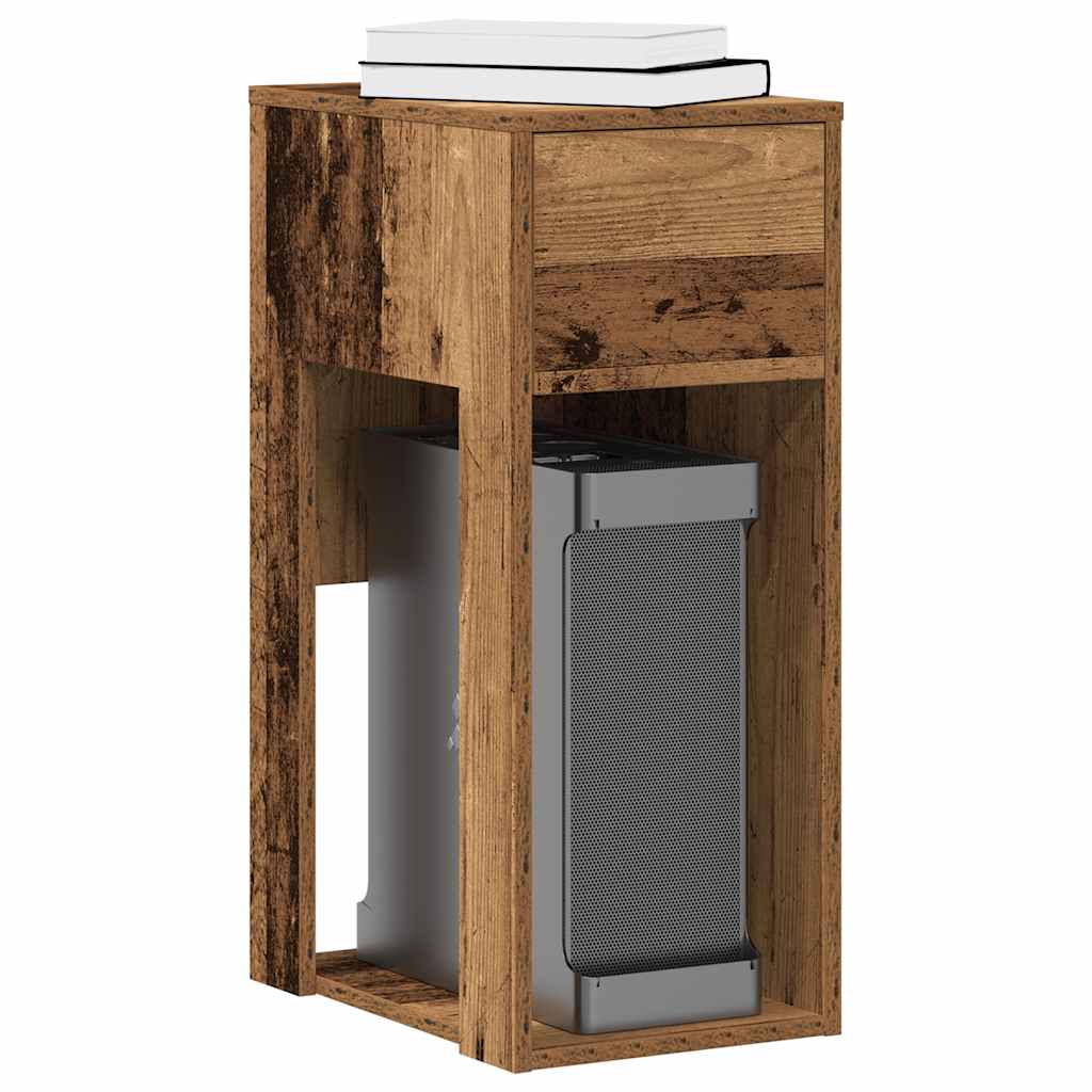 Computertorenstandaard met lade 30x44x74 cm oud houtkleurig is nu te koop bij PeponiXL, paradijselijk wonen!
