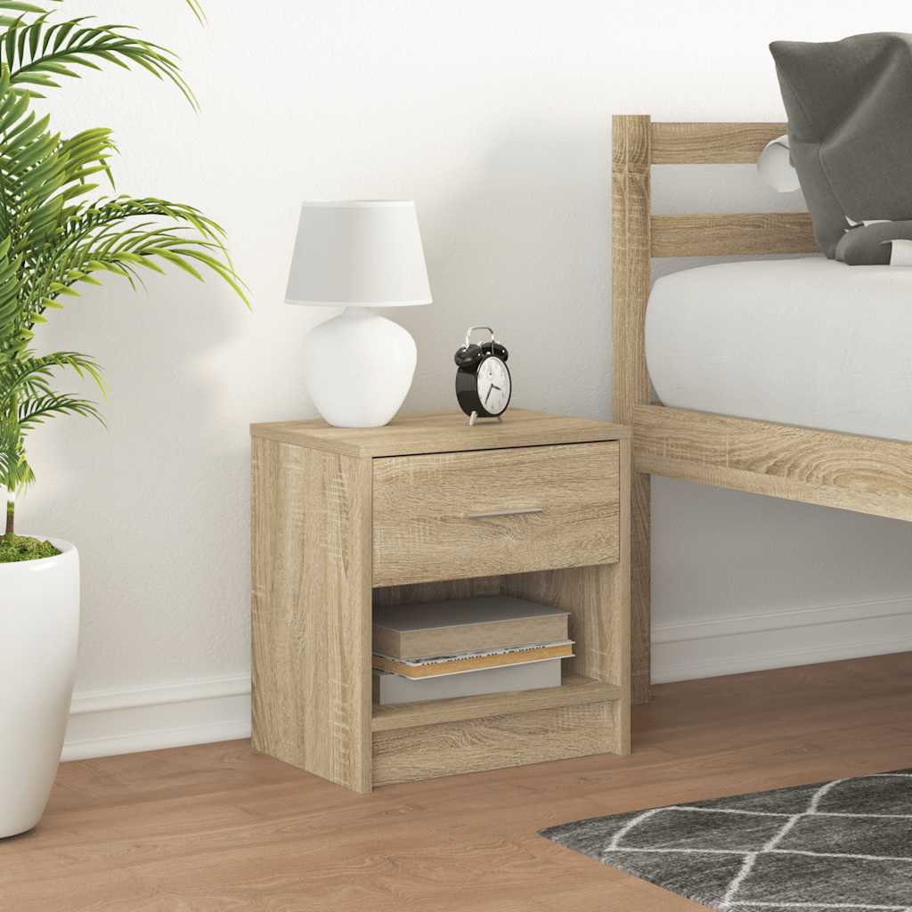 Nachtkastje met lade 39x28x41 cm sonoma eikenkleurig is nu te koop bij PeponiXL, paradijselijk wonen!