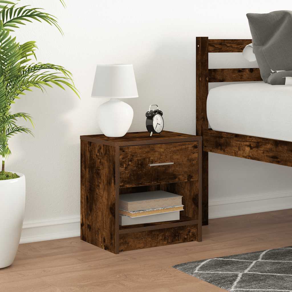 Nachtkastje met lade 39x28x41 cm gerookt eikenkleurig is nu te koop bij PeponiXL, paradijselijk wonen!