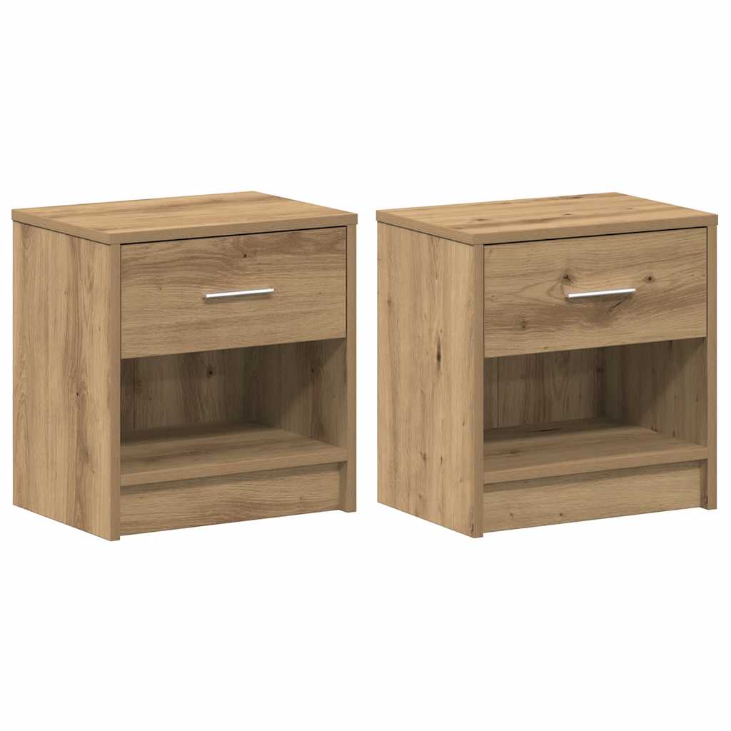Nachtkastjes 2 st met lade 39x28x41 cm artisanaal eikenkleurig is nu te koop bij PeponiXL, paradijselijk wonen!