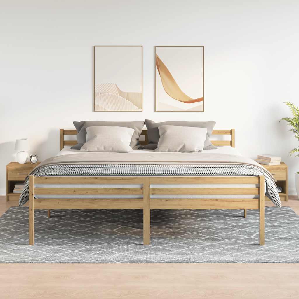 Nachtkastjes 2 st met lade 39x28x41 cm artisanaal eikenkleurig is nu te koop bij PeponiXL, paradijselijk wonen!