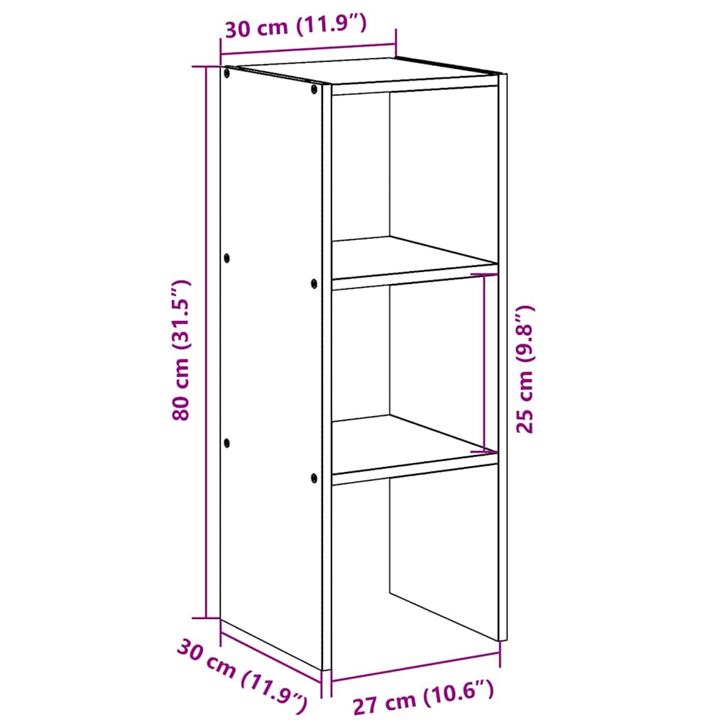 Boekenkast stapelbaar 30x30x80 cm bewerkt hout zwart eikenkleur is nu te koop bij PeponiXL, paradijselijk wonen!