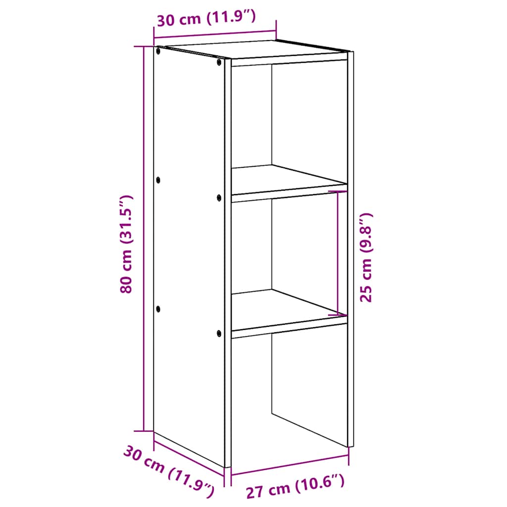 Boekenkast stapelbaar 30x30x80 cm bewerkt hout grijs sonoma is nu te koop bij PeponiXL, paradijselijk wonen!