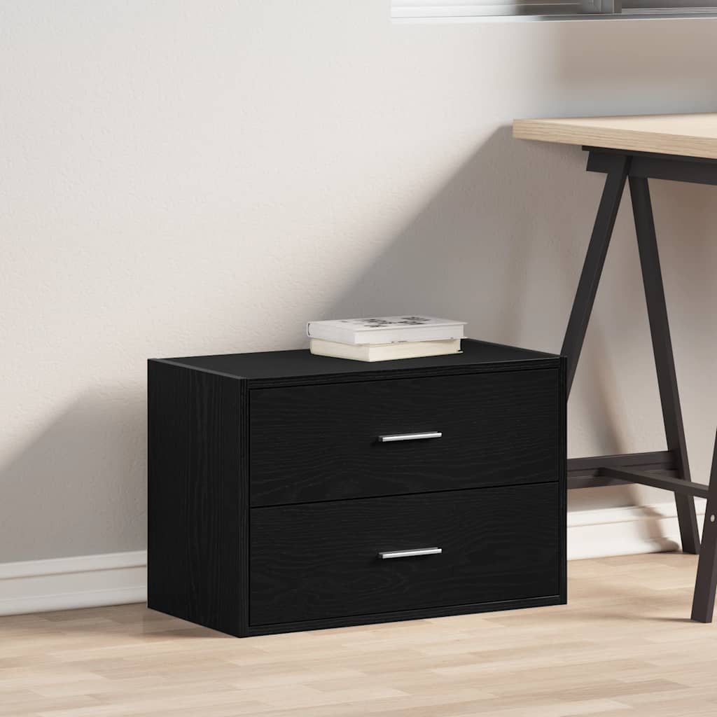 Kast met 2 lades 60x31x40 cm bewerkt hout zwart eikenkleurig is nu te koop bij PeponiXL, paradijselijk wonen!