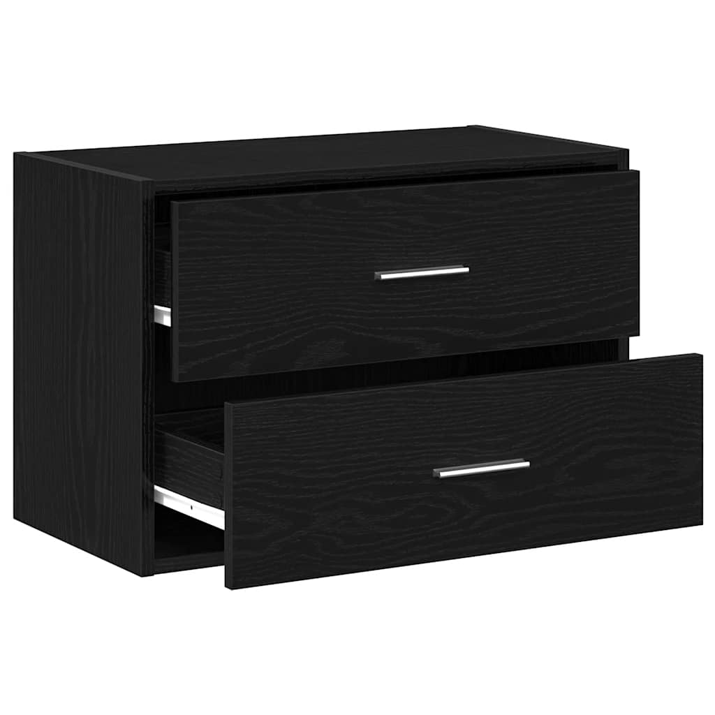 Kast met 2 lades 60x31x40 cm bewerkt hout zwart eikenkleurig is nu te koop bij PeponiXL, paradijselijk wonen!