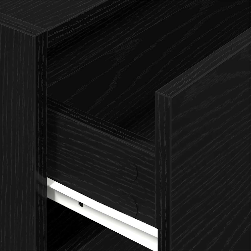 Kast met 2 lades 60x31x40 cm bewerkt hout zwart eikenkleurig is nu te koop bij PeponiXL, paradijselijk wonen!