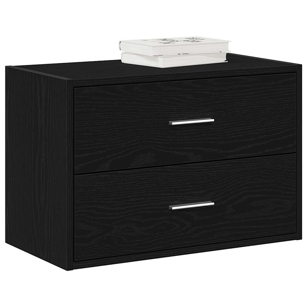 Kast met 2 lades 60x31x40 cm bewerkt hout zwart eikenkleurig is nu te koop bij PeponiXL, paradijselijk wonen!