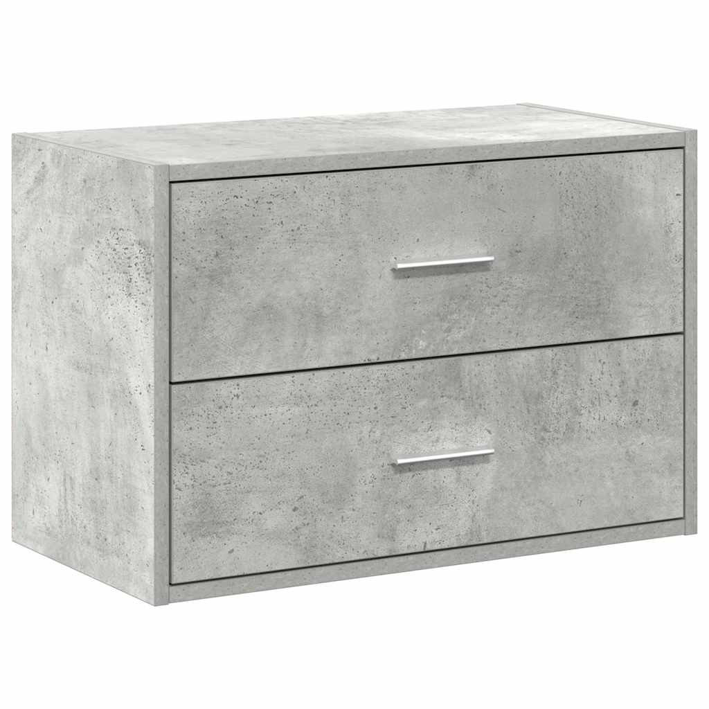 Kast met 2 lades 60x31x40 cm bewerkt hout betongrijs is nu te koop bij PeponiXL, paradijselijk wonen!
