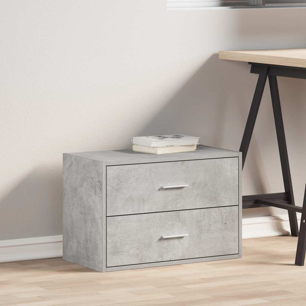 Kast met 2 lades 60x31x40 cm bewerkt hout betongrijs is nu te koop bij PeponiXL, paradijselijk wonen!