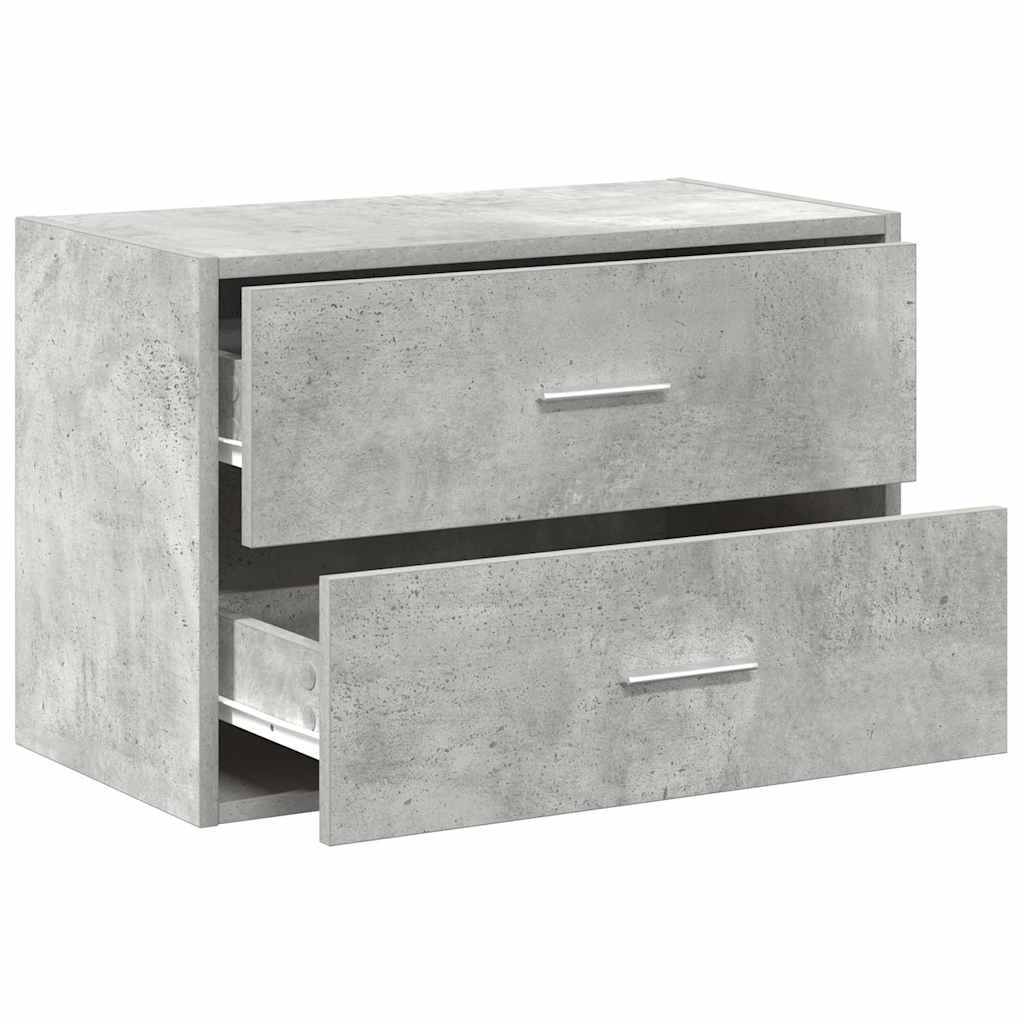 Kast met 2 lades 60x31x40 cm bewerkt hout betongrijs is nu te koop bij PeponiXL, paradijselijk wonen!