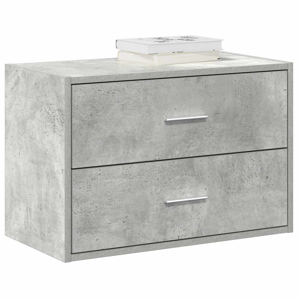 Kast met 2 lades 60x31x40 cm bewerkt hout betongrijs is nu te koop bij PeponiXL, paradijselijk wonen!