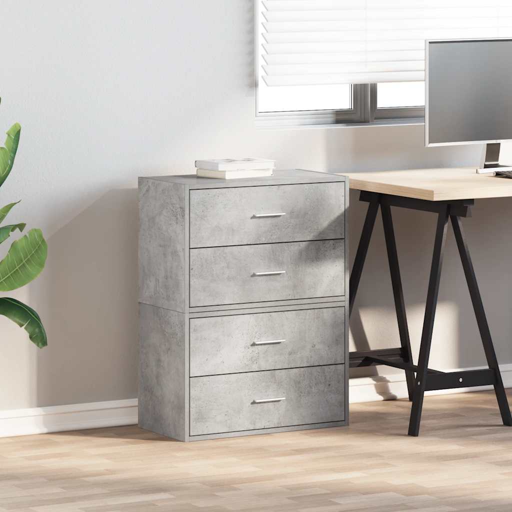 Kasten met 2 lades 2 st 60x31x40 cm bewerkt hout betongrijs is nu te koop bij PeponiXL, paradijselijk wonen!