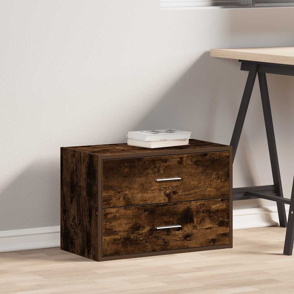 Kast met 2 lades 60x31x40 cm bewerkt hout gerookt eikenkleurig is nu te koop bij PeponiXL, paradijselijk wonen!