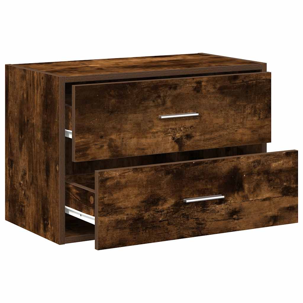 Kast met 2 lades 60x31x40 cm bewerkt hout gerookt eikenkleurig is nu te koop bij PeponiXL, paradijselijk wonen!
