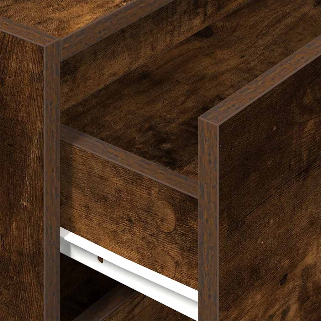 Kast met 2 lades 60x31x40 cm bewerkt hout gerookt eikenkleurig is nu te koop bij PeponiXL, paradijselijk wonen!