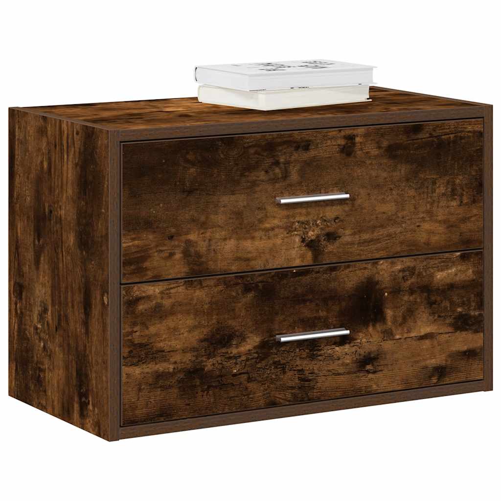 Kast met 2 lades 60x31x40 cm bewerkt hout gerookt eikenkleurig is nu te koop bij PeponiXL, paradijselijk wonen!