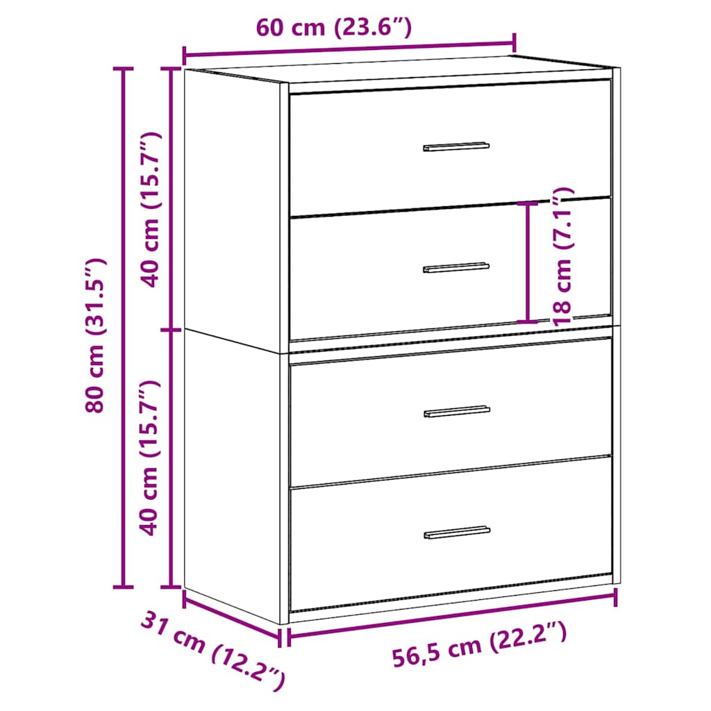 Kasten met 2 lades 2 st 60x31x40 cm bewerkt hout gerookt eiken is nu te koop bij PeponiXL, paradijselijk wonen!