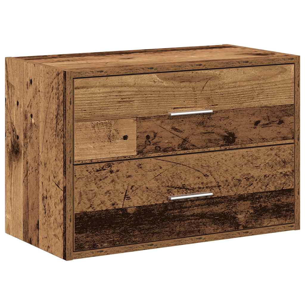 Kast met 2 lades 60x31x40 cm bewerkt hout oud houtkleurig is nu te koop bij PeponiXL, paradijselijk wonen!