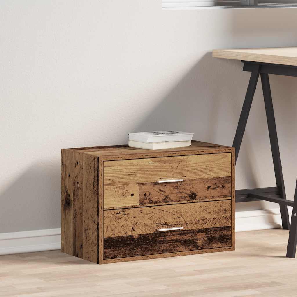 Kast met 2 lades 60x31x40 cm bewerkt hout oud houtkleurig is nu te koop bij PeponiXL, paradijselijk wonen!