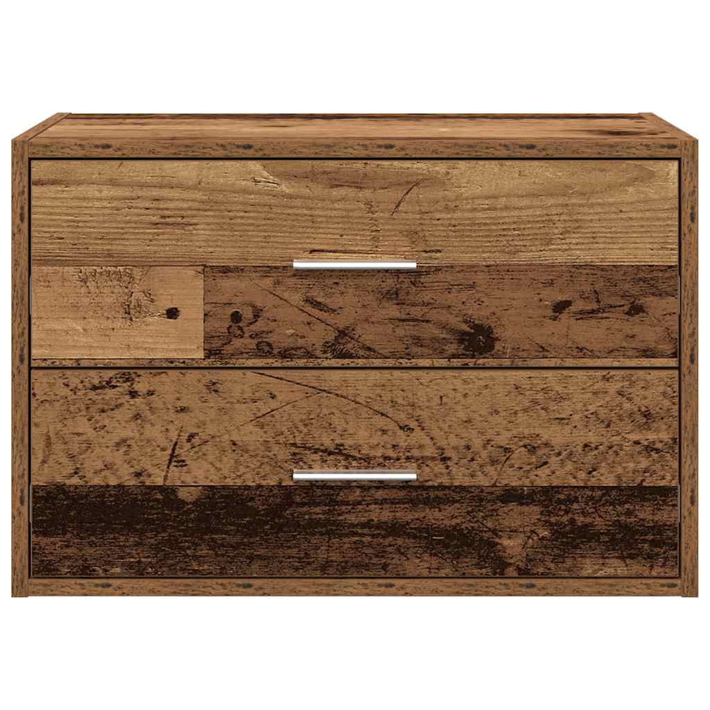 Kast met 2 lades 60x31x40 cm bewerkt hout oud houtkleurig is nu te koop bij PeponiXL, paradijselijk wonen!