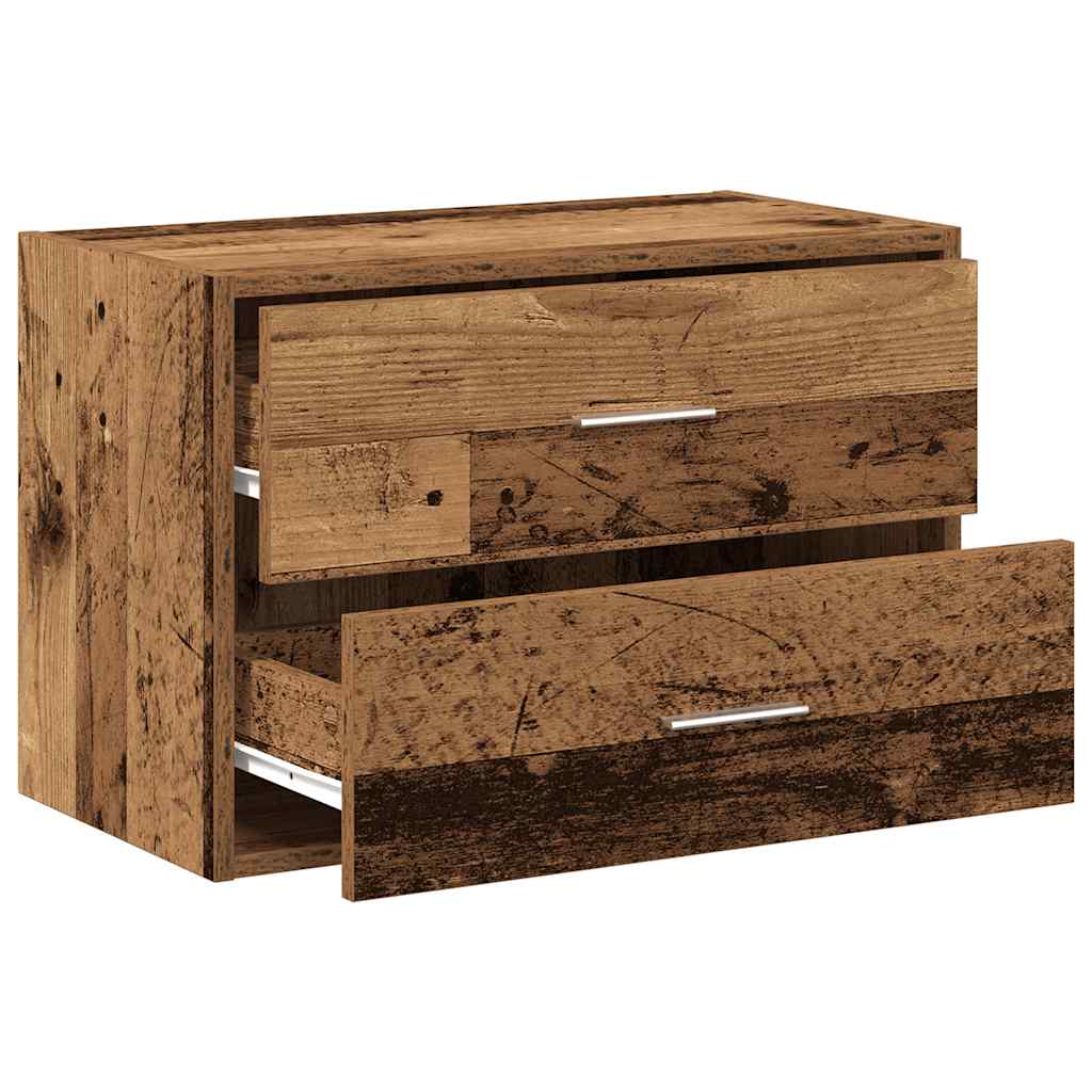 Kast met 2 lades 60x31x40 cm bewerkt hout oud houtkleurig is nu te koop bij PeponiXL, paradijselijk wonen!