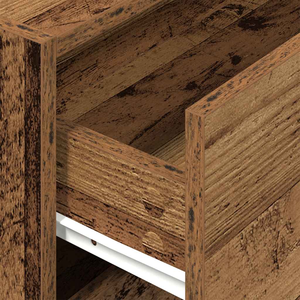 Kast met 2 lades 60x31x40 cm bewerkt hout oud houtkleurig is nu te koop bij PeponiXL, paradijselijk wonen!