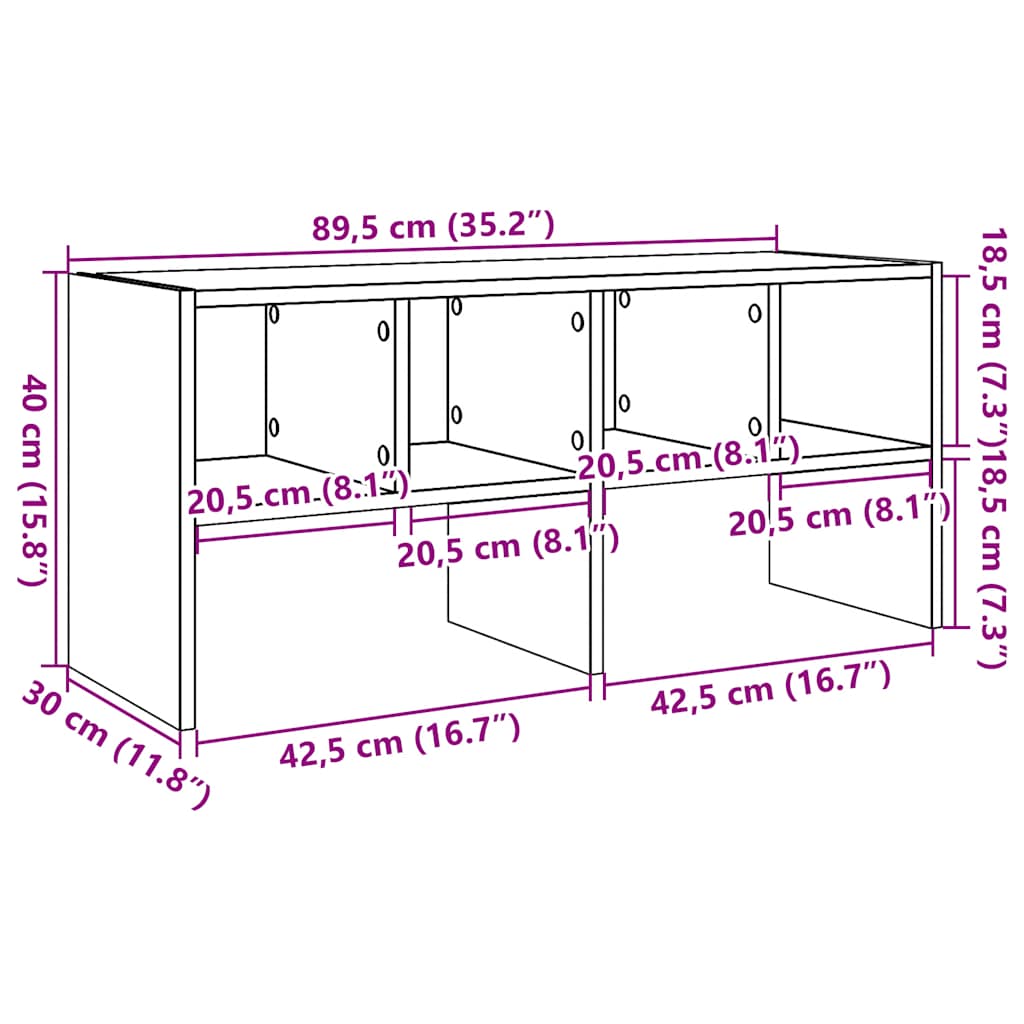 Schoenenrek stapelbaar 89,5x30x40 cm zwart eikenkleurig is nu te koop bij PeponiXL, paradijselijk wonen!