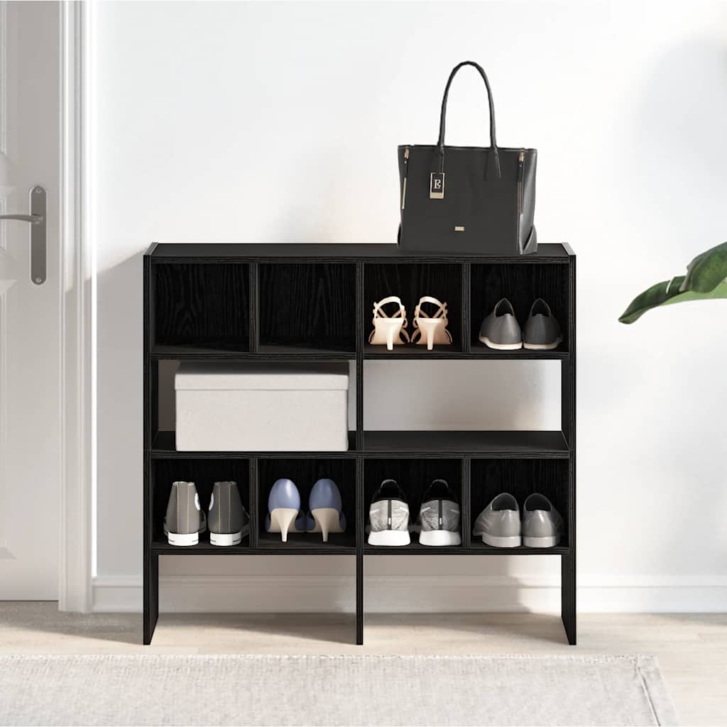 Schoenenrekken 2 st stapelbaar 89,5x30x40 cm zwart eikenkleurig is nu te koop bij PeponiXL, paradijselijk wonen!