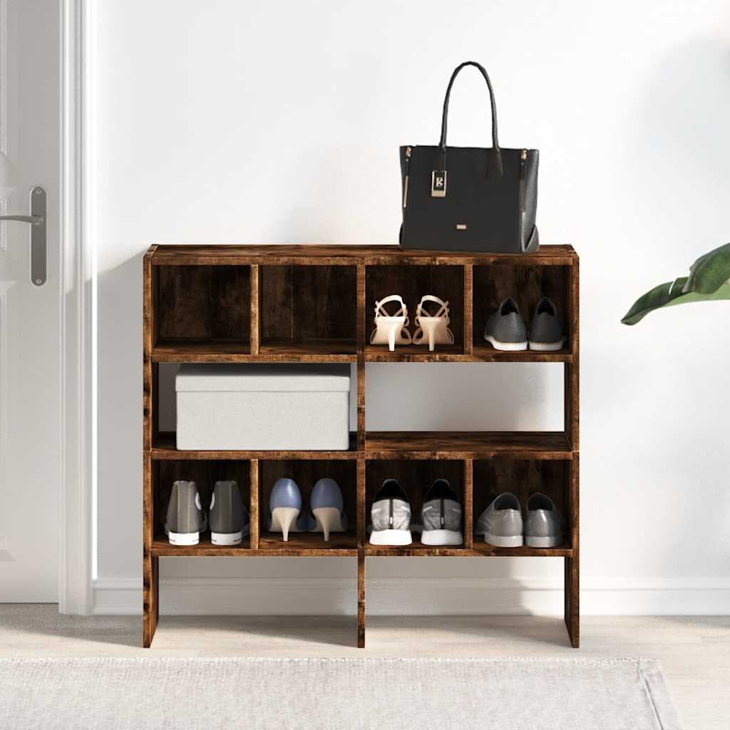 Schoenenrekken 2 st stapelbaar 89,5x30x40 cm gerookt eikenkleur is nu te koop bij PeponiXL, paradijselijk wonen!
