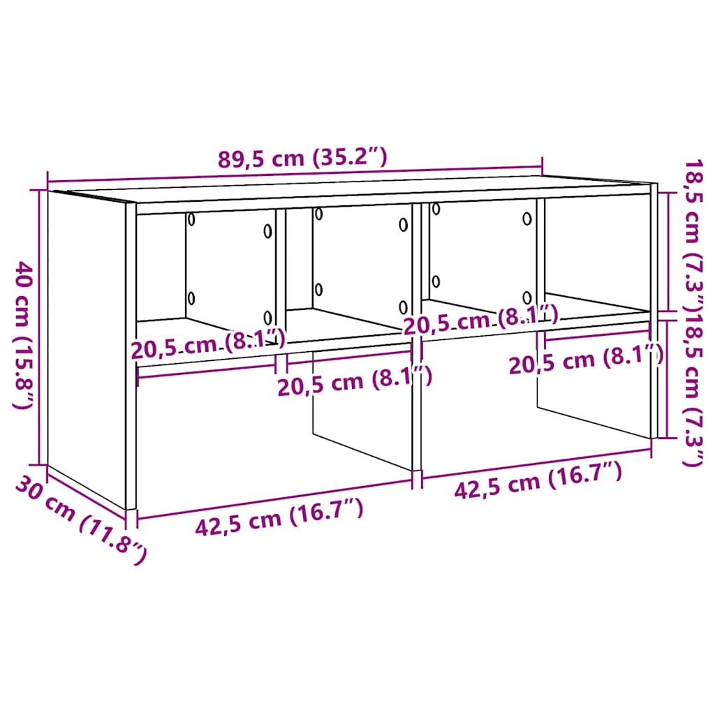 Schoenenrek stapelbaar 89,5x30x40 cm oud houtkleurig is nu te koop bij PeponiXL, paradijselijk wonen!