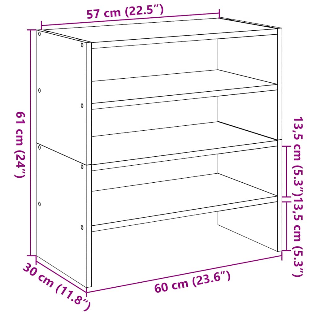 Schoenenrekken 2 st stapelbaar 60x30x30,5 cm wit is nu te koop bij PeponiXL, paradijselijk wonen!