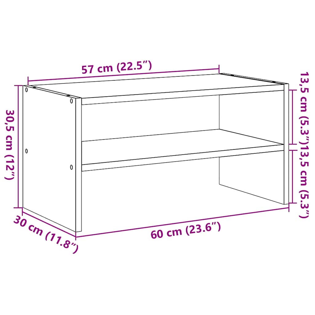 Schoenenrek stapelbaar 60x30x30,5 cm sonoma eikenkleurig is nu te koop bij PeponiXL, paradijselijk wonen!