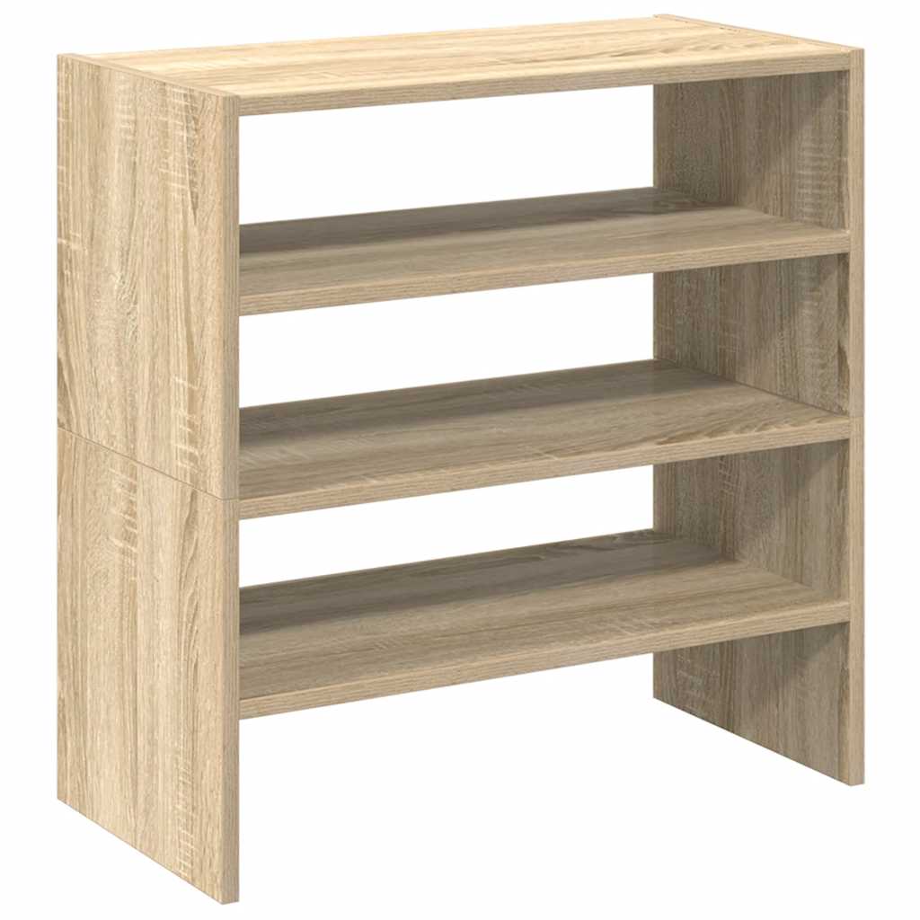 Schoenenrekken 2 st stapelbaar 60x30x30,5 cm sonoma eikenkleur is nu te koop bij PeponiXL, paradijselijk wonen!