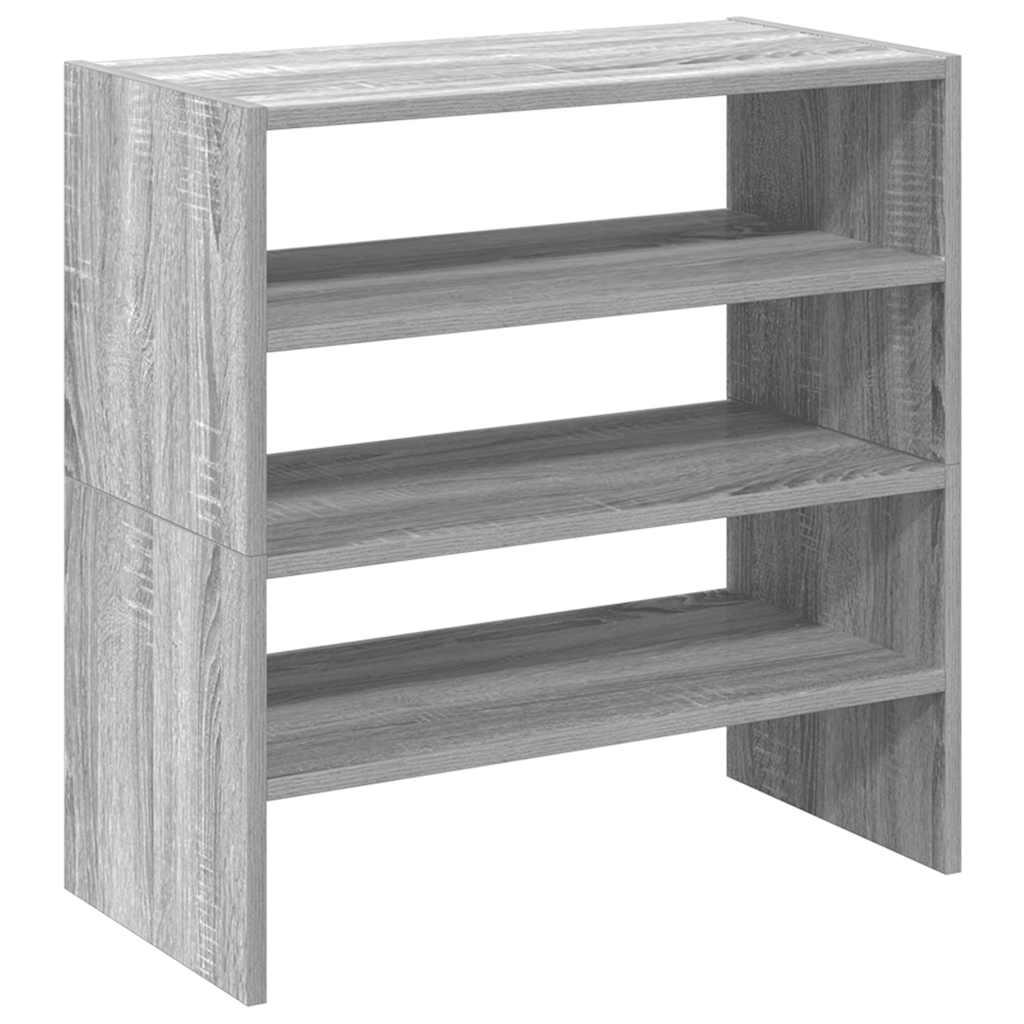 Schoenenrekken 2 st stapelbaar 60x30x30,5 cm grijs sonoma eiken is nu te koop bij PeponiXL, paradijselijk wonen!