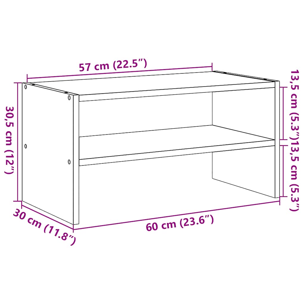 Schoenenrek stapelbaar 60x30x30,5 cm oud houtkleurig is nu te koop bij PeponiXL, paradijselijk wonen!