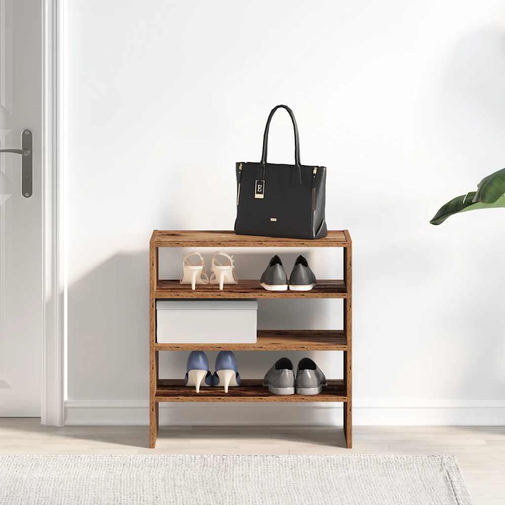 Schoenenrekken 2 st stapelbaar 60x30x30,5 cm oud houtkleurig is nu te koop bij PeponiXL, paradijselijk wonen!