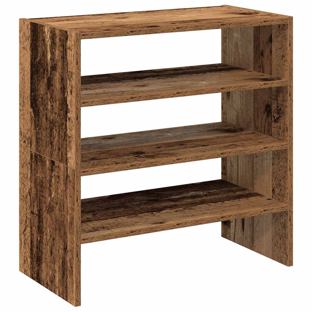 Schoenenrekken 2 st stapelbaar 60x30x30,5 cm oud houtkleurig is nu te koop bij PeponiXL, paradijselijk wonen!