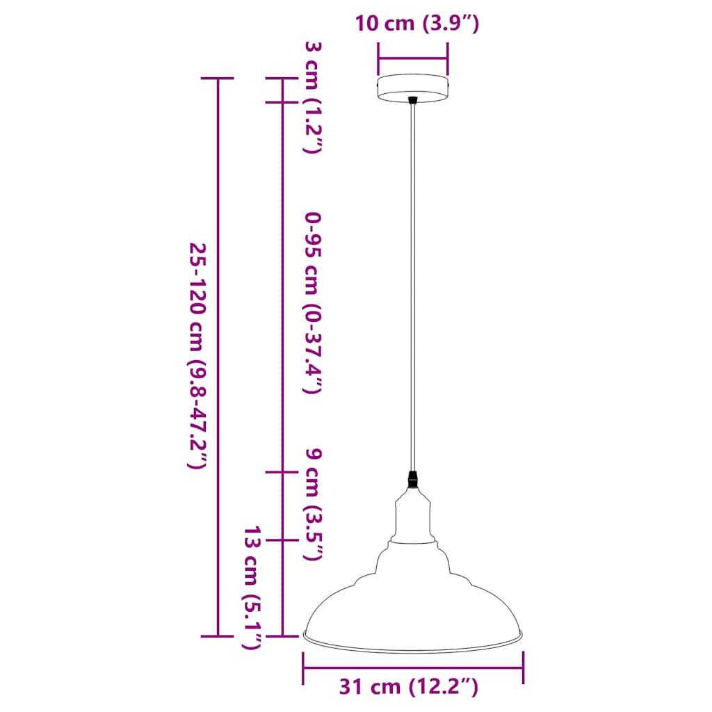 Hanglamp in hoogte verstelbaar E27 Ø31 cm metaal glanzend zwart is nu te koop bij PeponiXL, paradijselijk wonen!