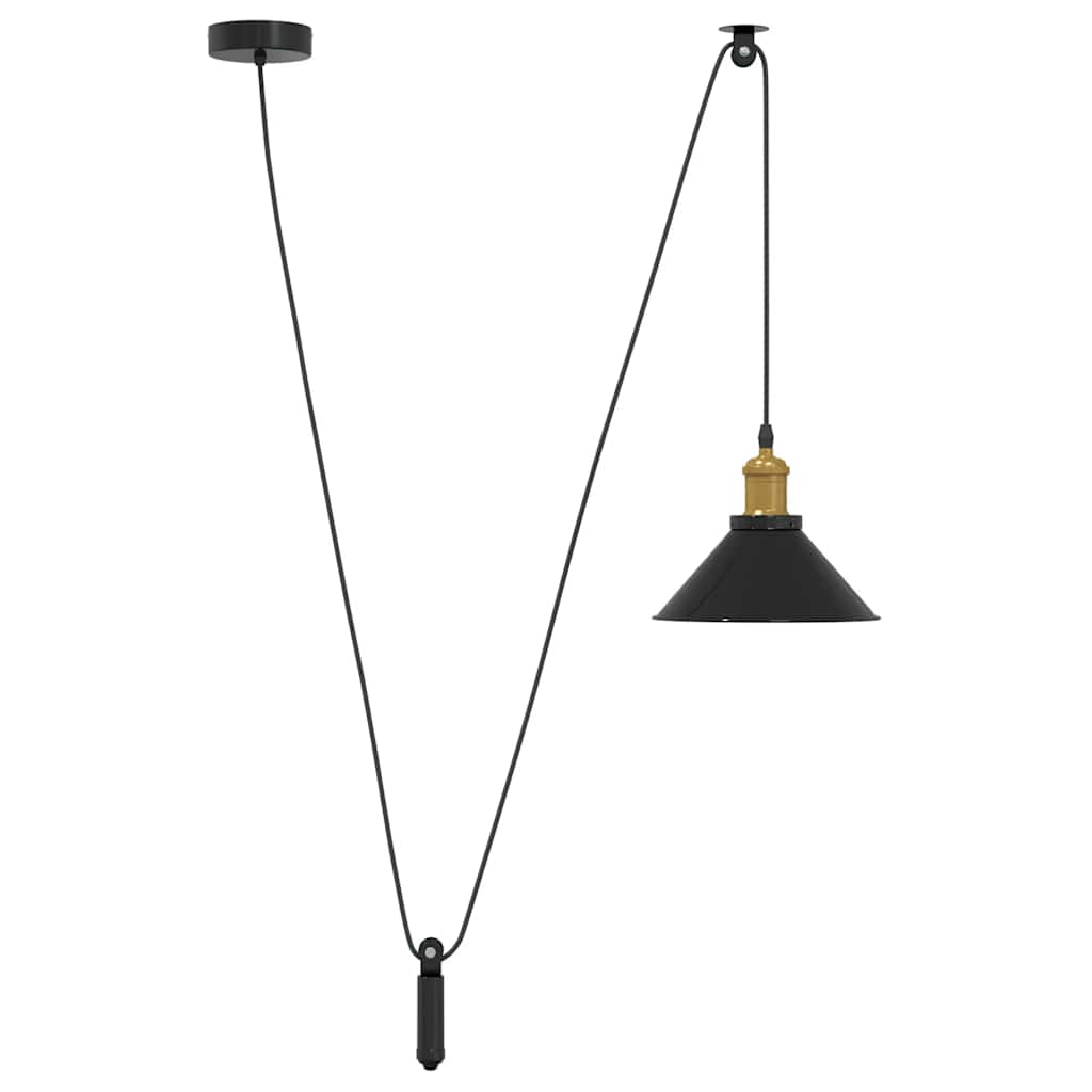 Hanglamp in hoogte verstelbaar E27 Ø22 cm metaal glanzend zwart is nu te koop bij PeponiXL, paradijselijk wonen!