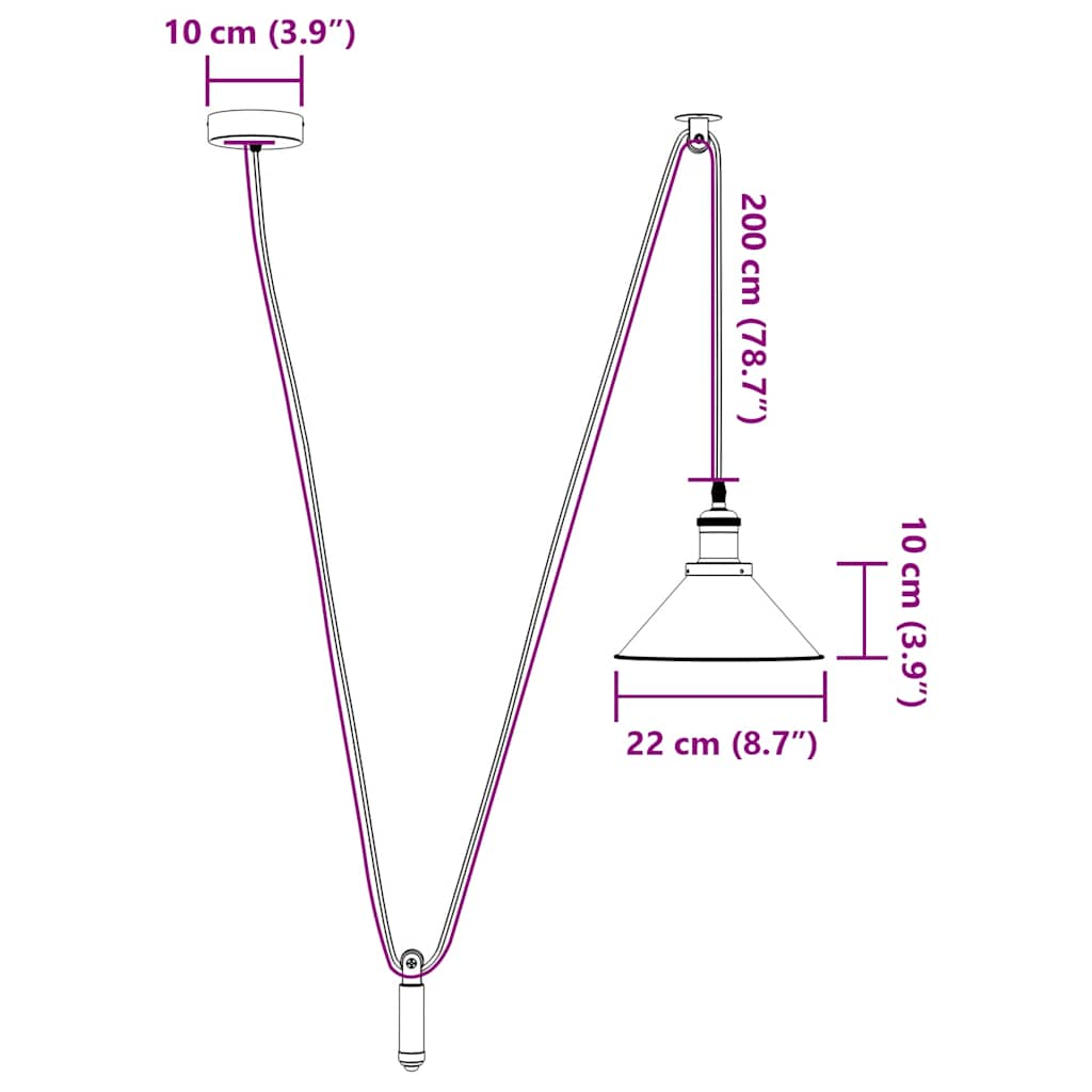 Hanglamp in hoogte verstelbaar E27 Ø22 cm metaal glanzend zwart is nu te koop bij PeponiXL, paradijselijk wonen!