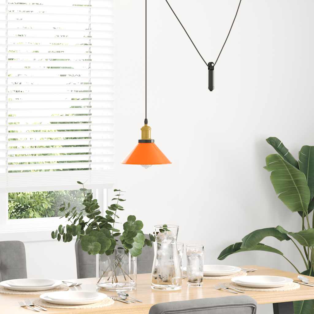 Hanglamp in hoogte verstelbaar E27 Ø22cm metaal glanzend oranje is nu te koop bij PeponiXL, paradijselijk wonen!